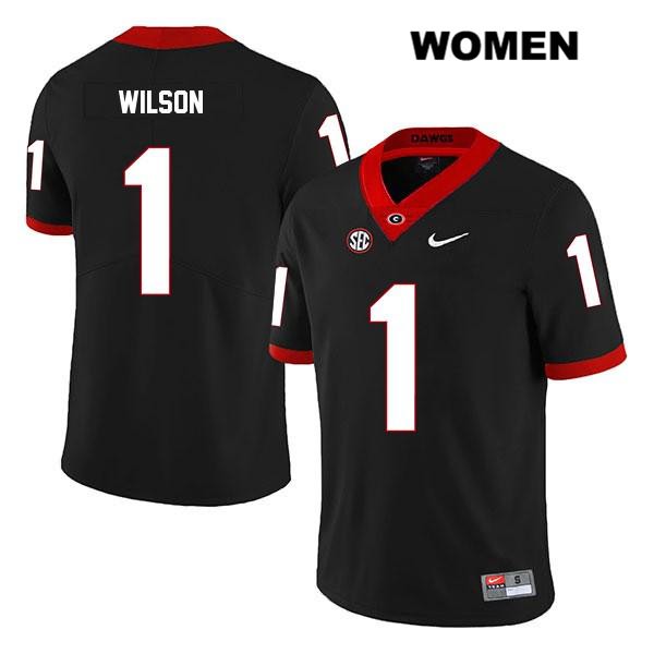 Georgia Bulldogs Women's Divaad Wilson #1 NCAA Legend Authentic Black Nike Stitched College Football Jersey HSY5556CJ